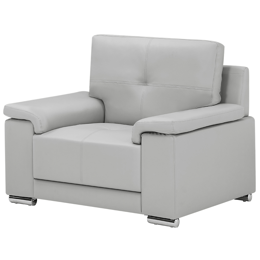 Kensington Faux Leather 1 Seater Sofa In Light Grey