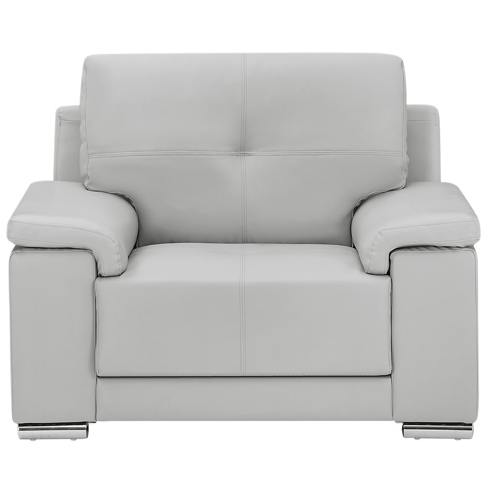 Kensington Faux Leather 1 Seater Sofa In Light Grey