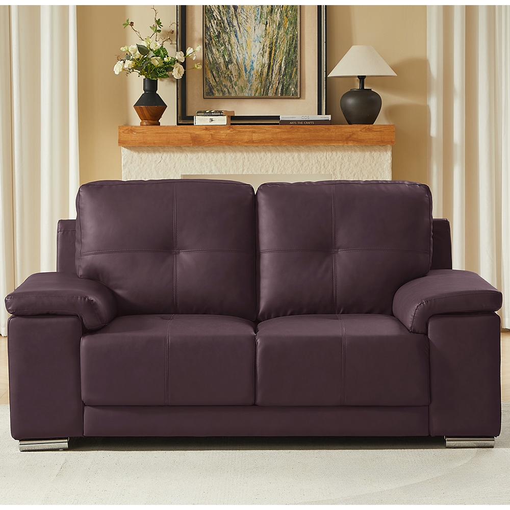 Kensington Faux Leather 2 Seater Sofa In Dark Brown