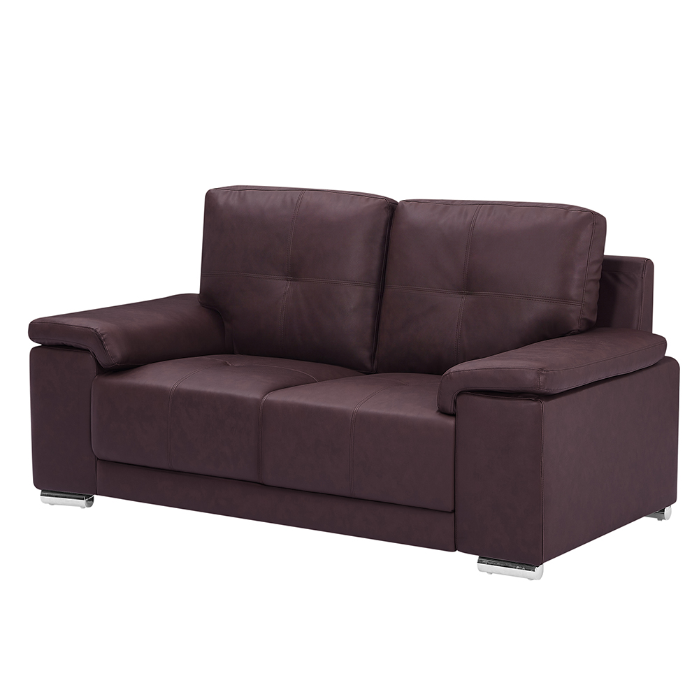 Kensington Faux Leather 2 Seater Sofa In Dark Brown
