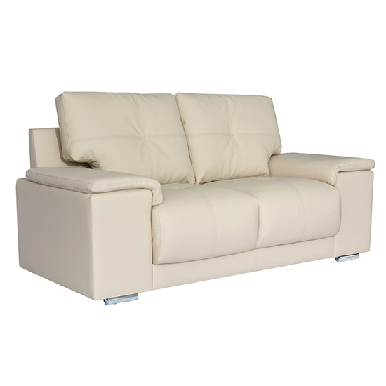 Kensington Faux Leather 2 Seater Sofa In Ivory