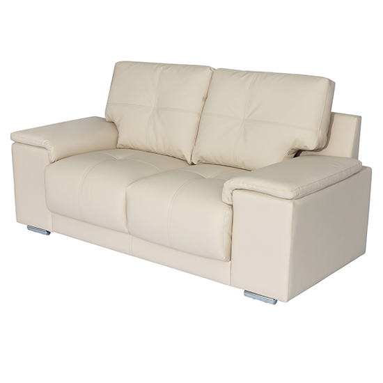 Kensington Faux Leather 2 Seater Sofa In Ivory