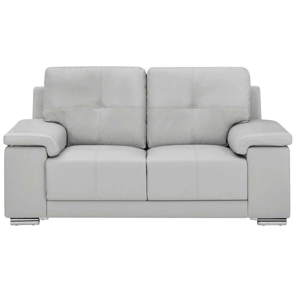 Kensington Faux Leather 2 Seater Sofa In Light Grey