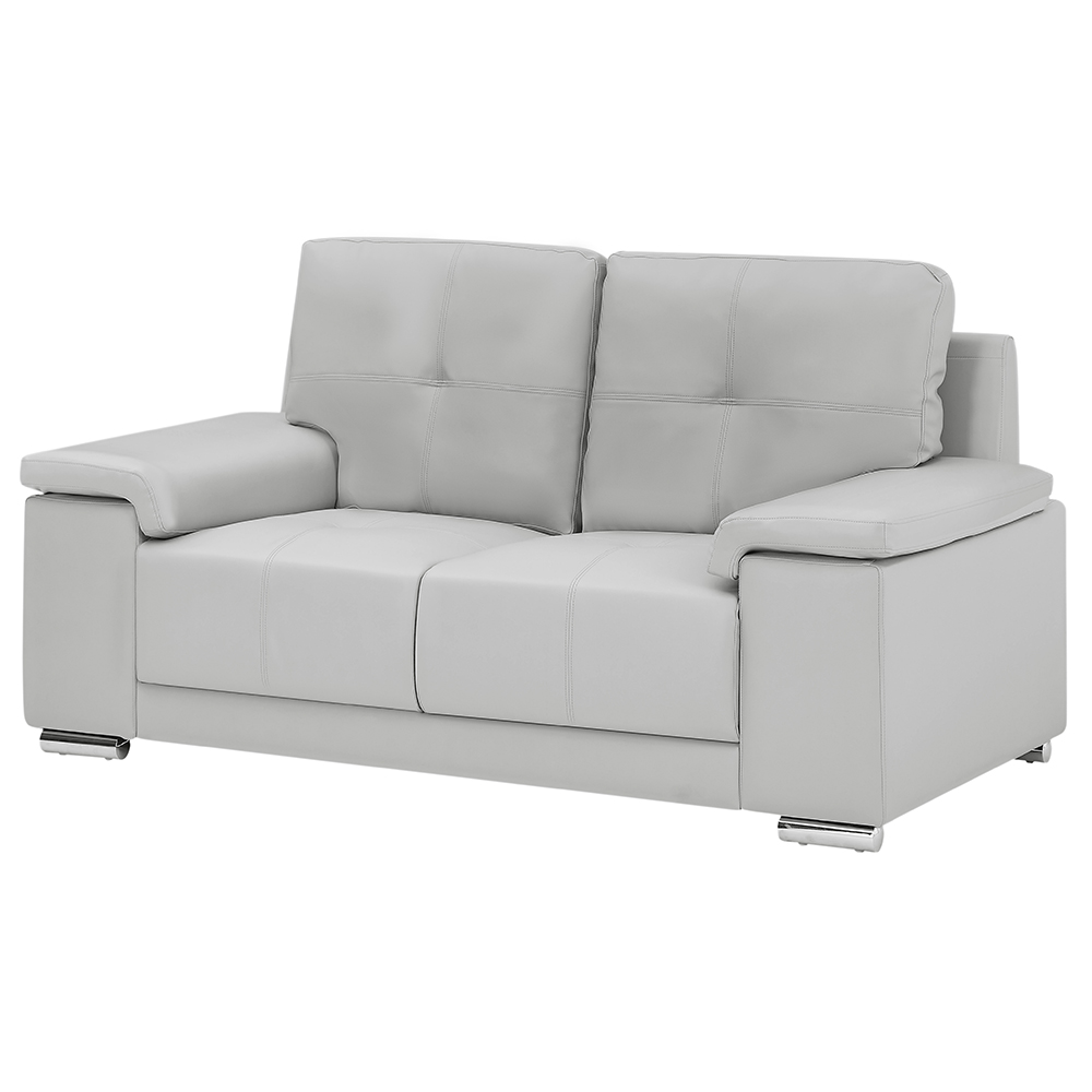 Kensington Faux Leather 2 Seater Sofa In Light Grey