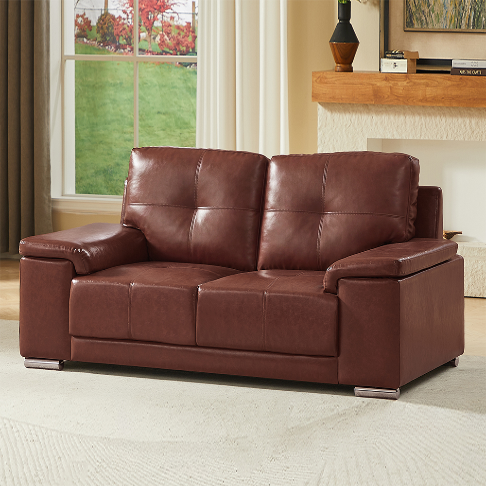 Kensington Faux Leather 2 Seater Sofa In Tan