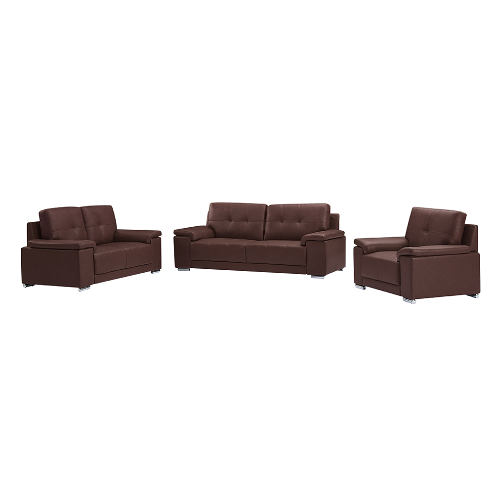 Kensington Faux Leather 3+2+1 Seater Sofa Set in Dark Brown