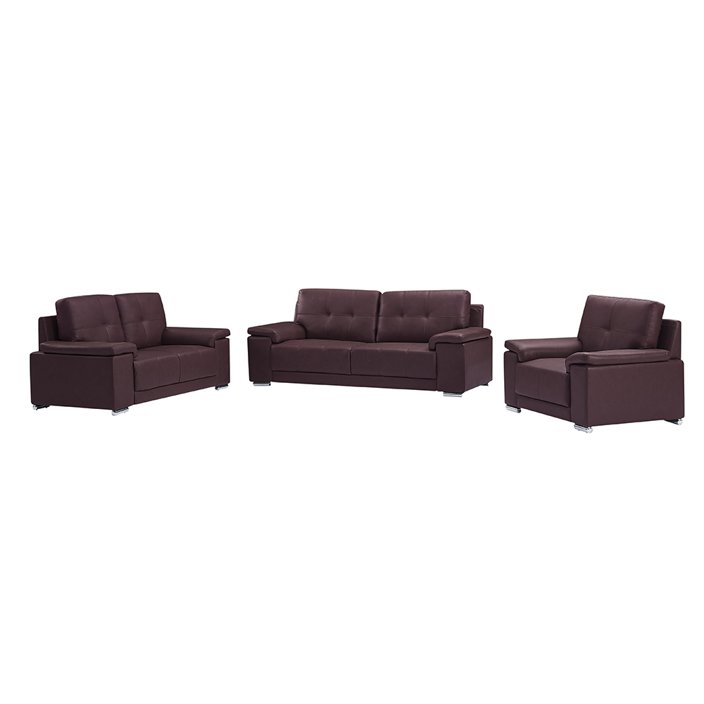 Kensington Faux Leather 3+2+1 Seater Sofa Set in Dark Brown