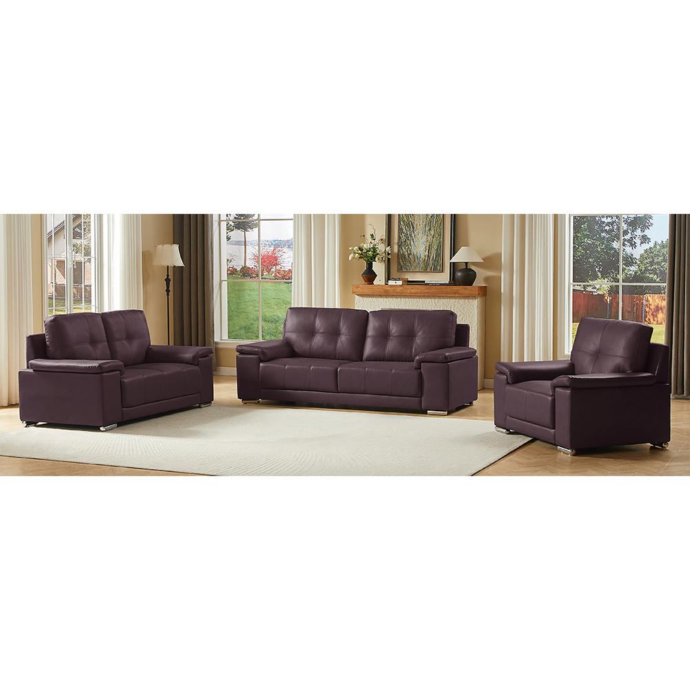 Kensington Faux Leather 3+2+1 Seater Sofa Set in Dark Brown