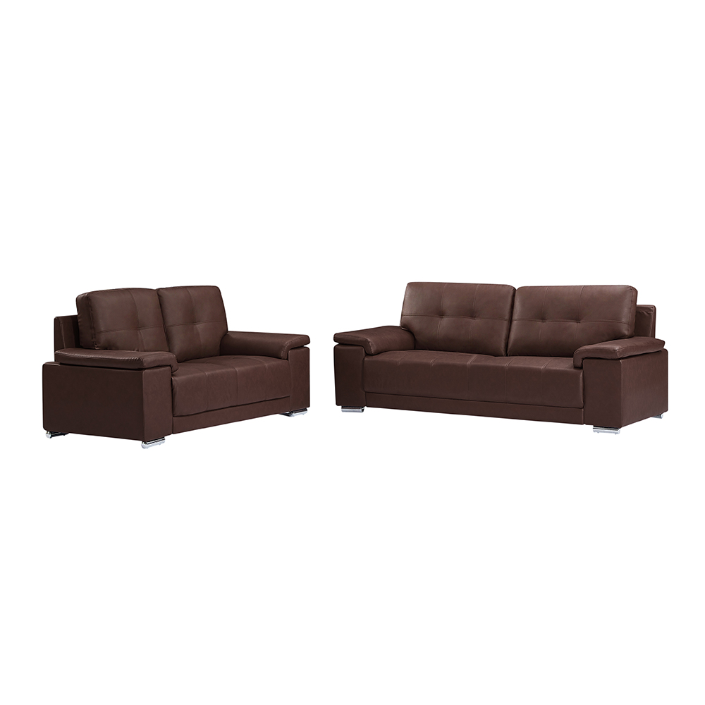 Kensington Faux Leather 3+2 Seater Sofa Set in Dark Brown