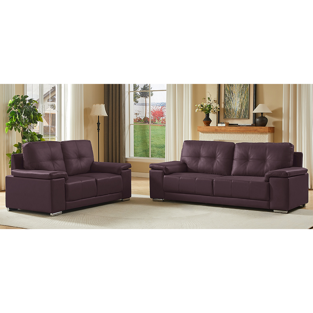 Kensington Faux Leather 3+2 Seater Sofa Set in Dark Brown