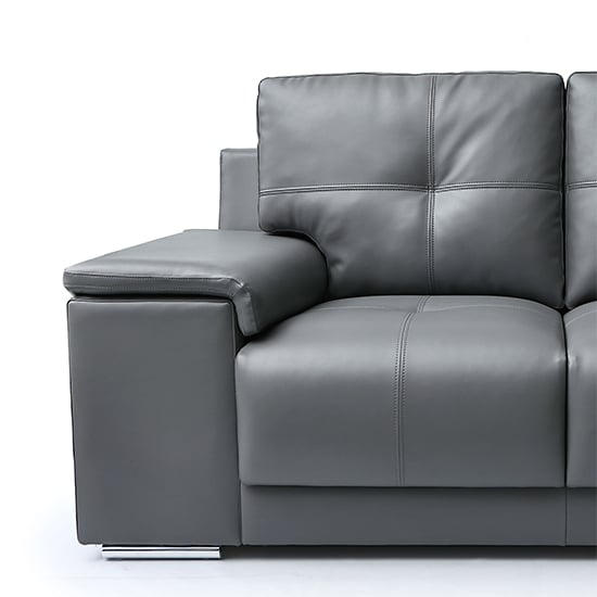 Kensington Faux Leather 3 + 2 Seater Sofa Set In Dark Grey