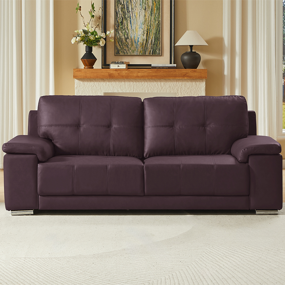 Kensington Faux Leather 3 Seater Sofa In Dark Brown