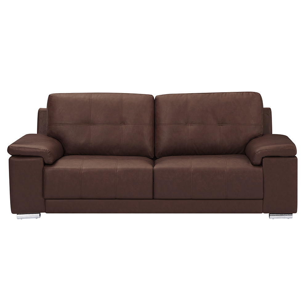 Kensington Faux Leather 3 Seater Sofa In Dark Brown