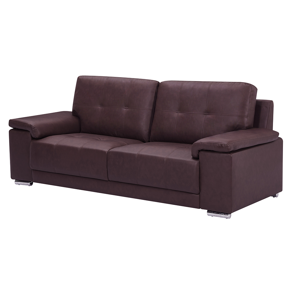 Kensington Faux Leather 3 Seater Sofa In Dark Brown