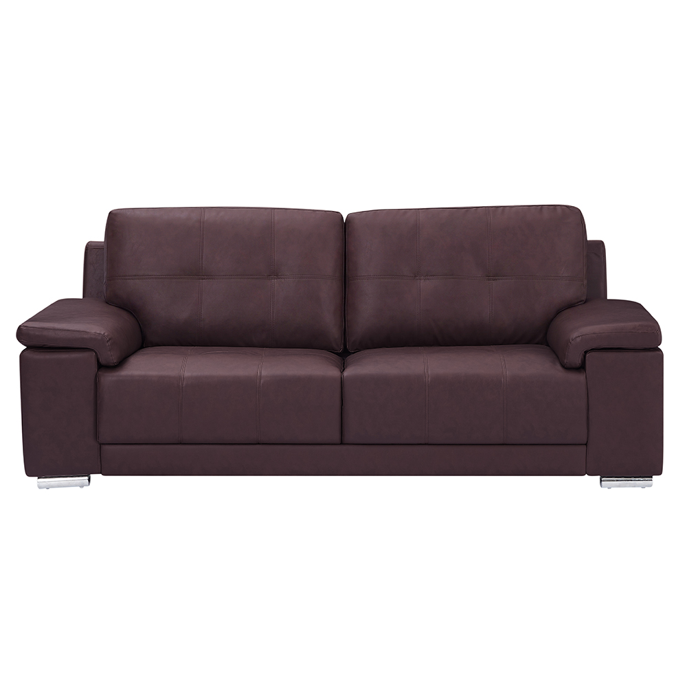 Kensington Faux Leather 3 Seater Sofa In Dark Brown