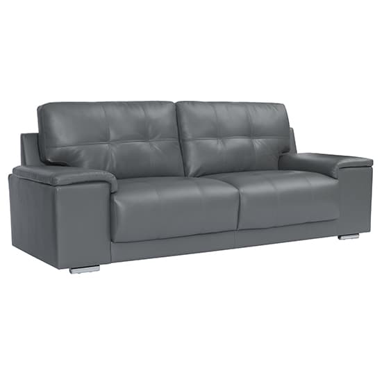 Kensington Faux Leather 3 Seater Sofa In Dark Grey