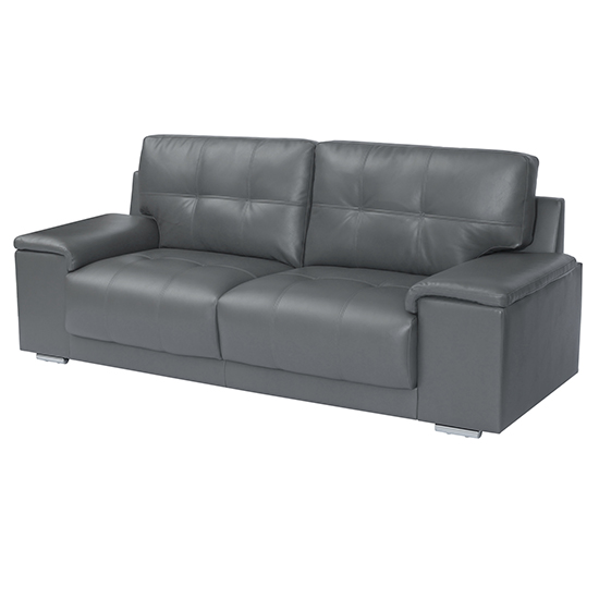 Kensington Faux Leather 3 Seater Sofa In Dark Grey