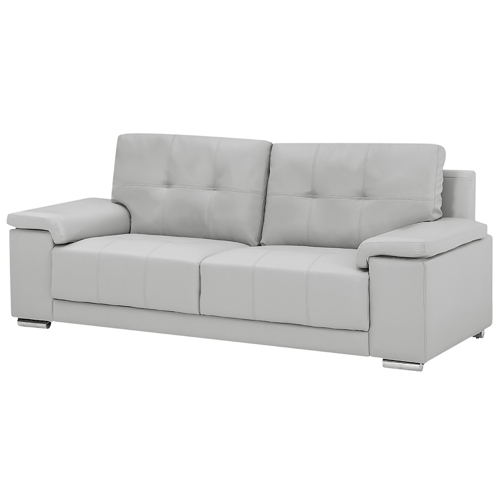 Kensington Faux Leather 3 Seater Sofa In Light Grey