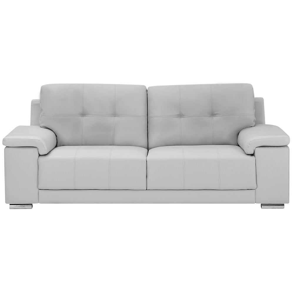 Kensington Faux Leather 3 Seater Sofa In Light Grey