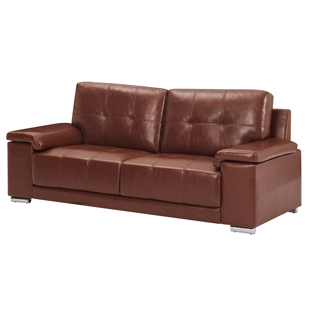 Kensington Faux Leather 3 Seater Sofa In Tan