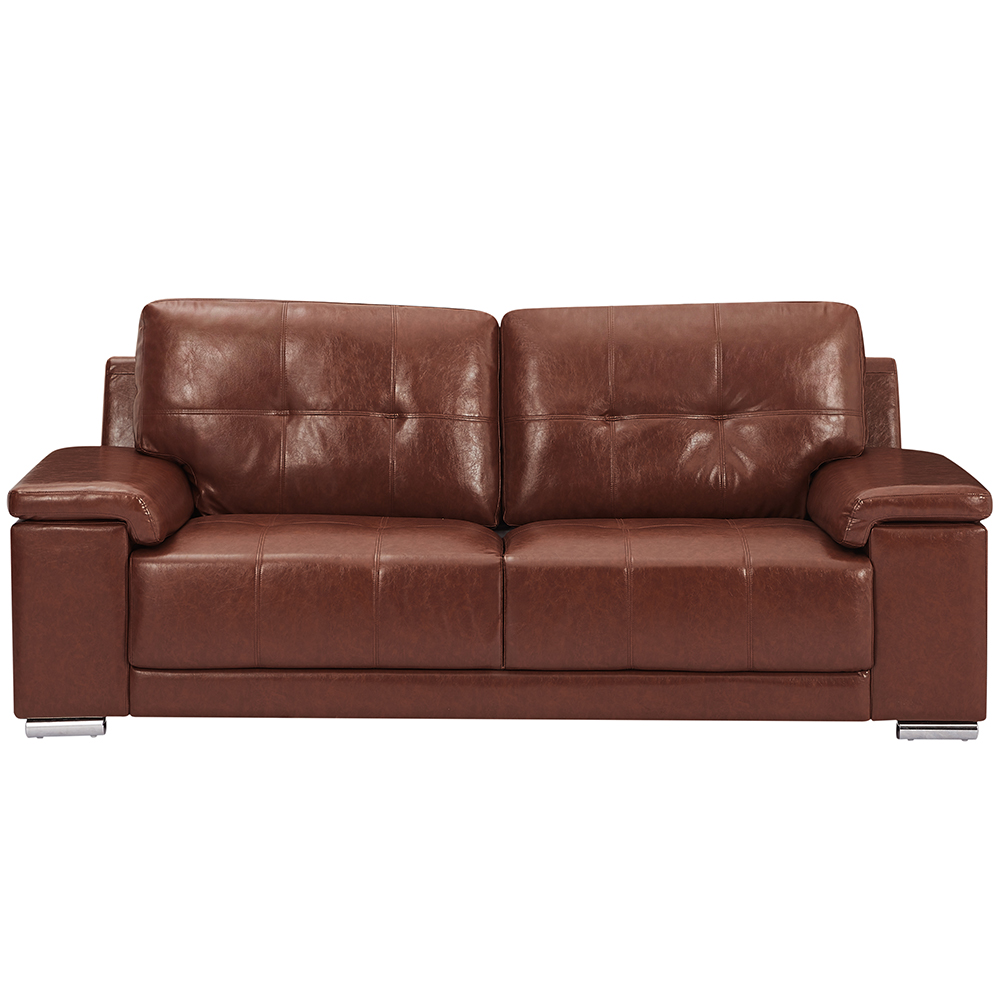 Kensington Faux Leather 3 Seater Sofa In Tan