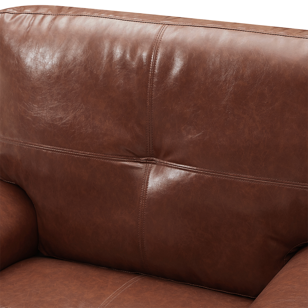 Kensington Faux Leather 3 Seater Sofa In Tan