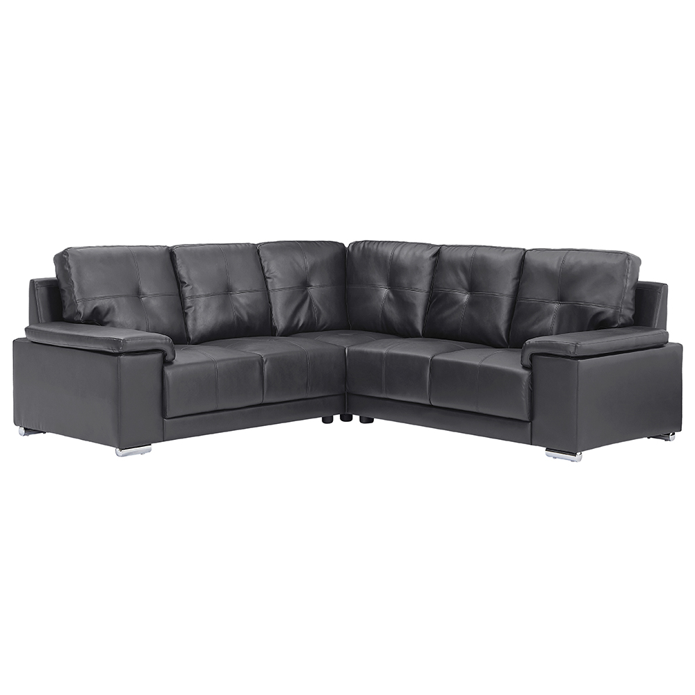 Kensington Faux Leather Corner Sofa in Black
