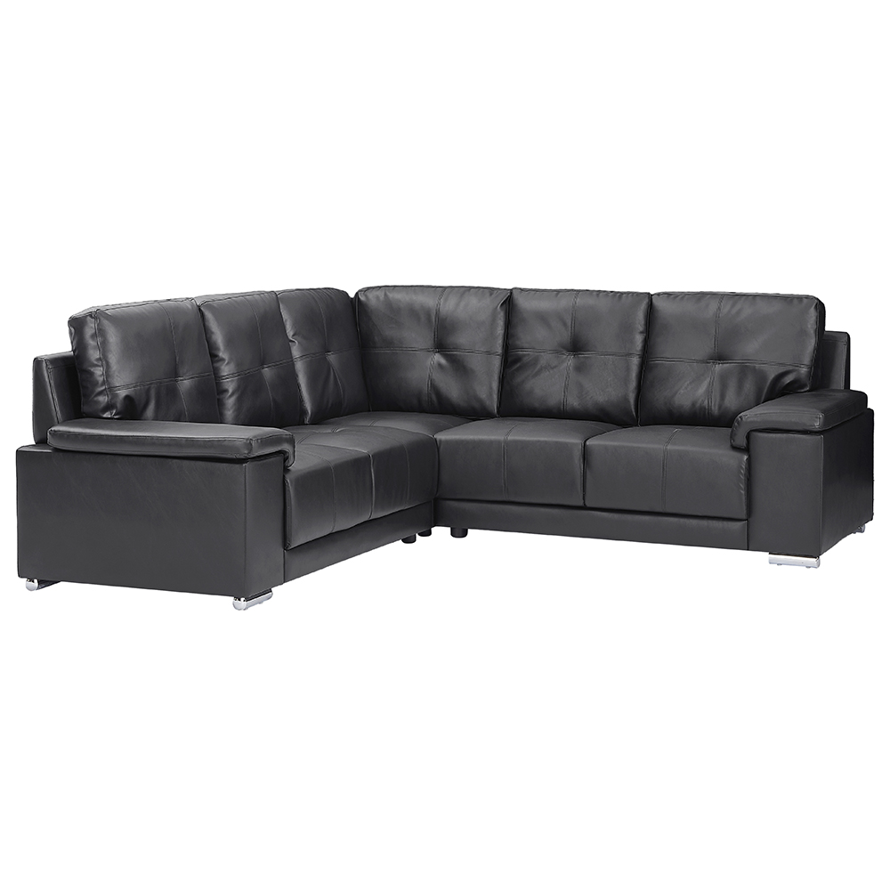 Kensington Faux Leather Corner Sofa in Black
