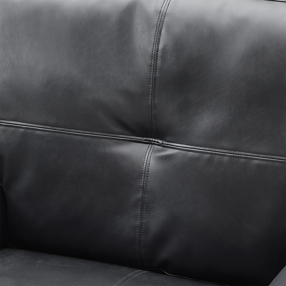 Kensington Faux Leather Corner Sofa in Black