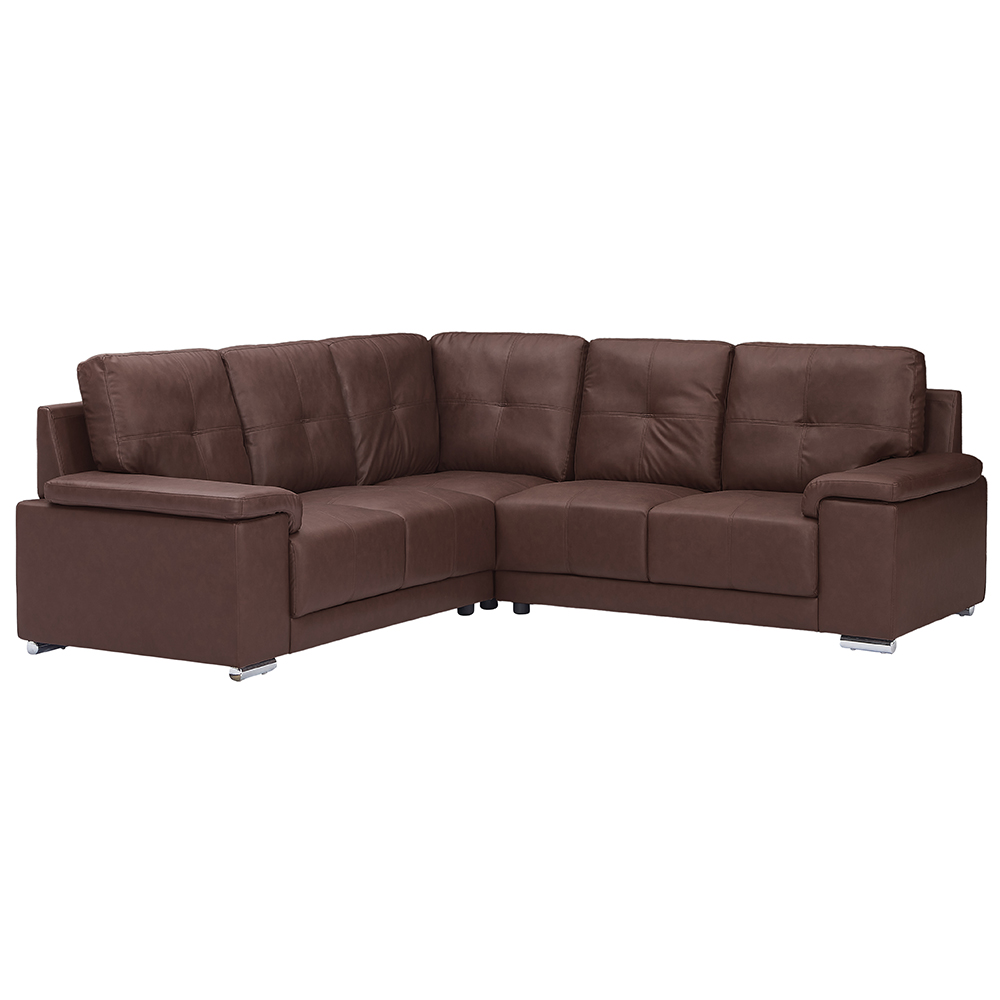 Kensington Faux Leather Corner Sofa in Dark Brown