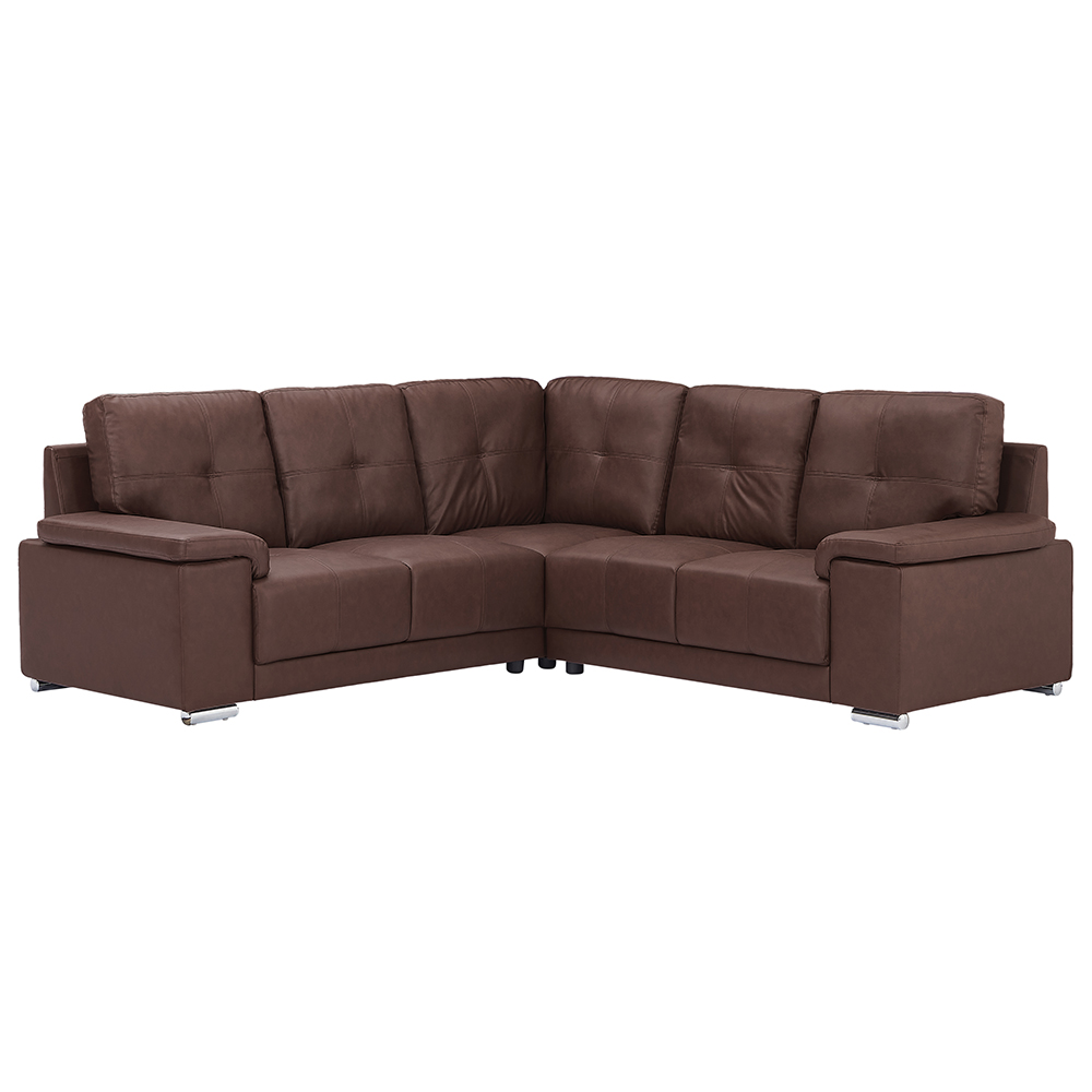 Kensington Faux Leather Corner Sofa in Dark Brown