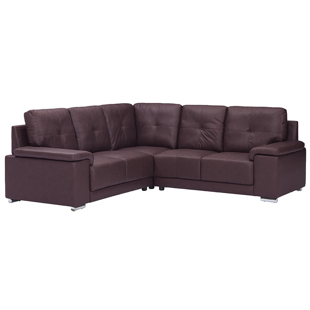 Kensington Faux Leather Corner Sofa in Dark Brown