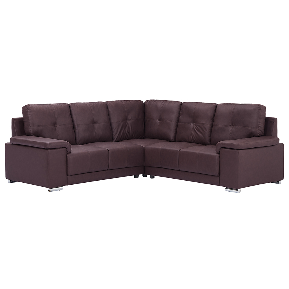 Kensington Faux Leather Corner Sofa in Dark Brown