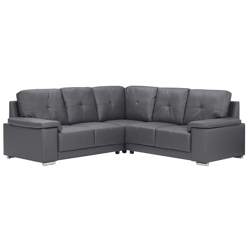 Kensington Faux Leather Corner Sofa in Dark Grey