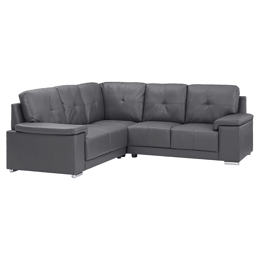 Kensington Faux Leather Corner Sofa in Dark Grey