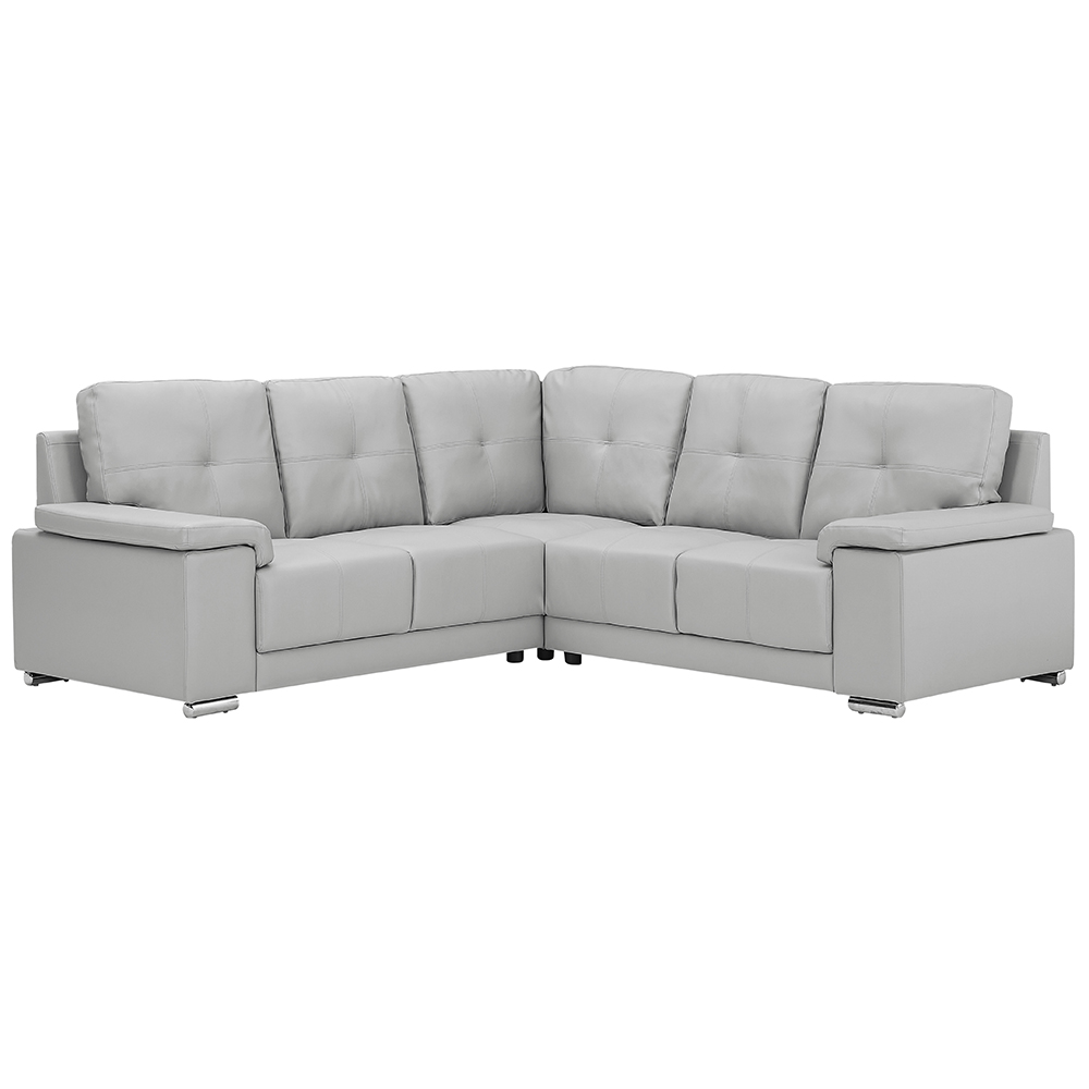 Kensington Faux Leather Corner Sofa in Light Grey