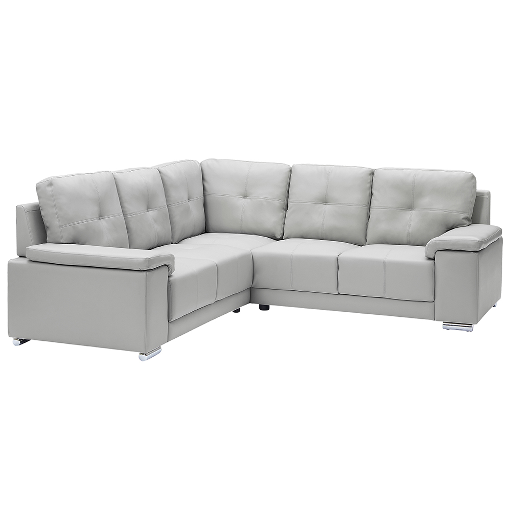 Kensington Faux Leather Corner Sofa in Light Grey