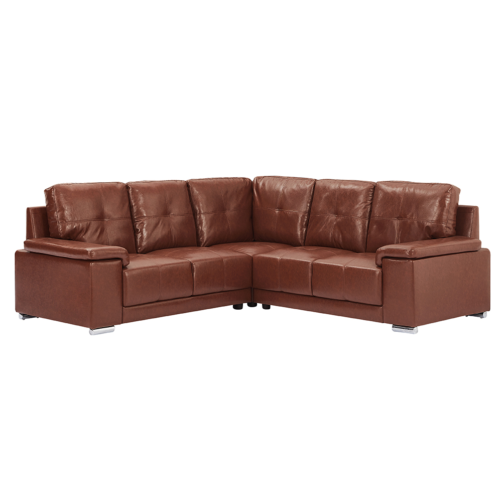 Kensington Faux Leather Corner Sofa in Tan