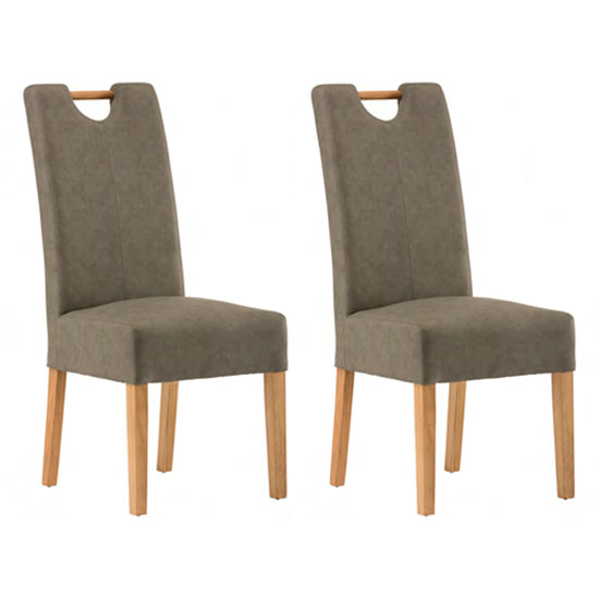 Product photograph of Kenstone Grey Leather Dining Chair With Oak Leg In Pair from Furniture in Fashion