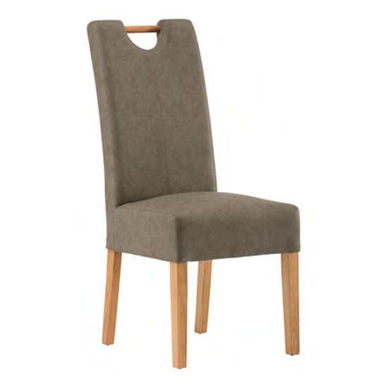 Product photograph of Kenstone Leather Dining Chair In Grey With Oak Leg from Furniture in Fashion