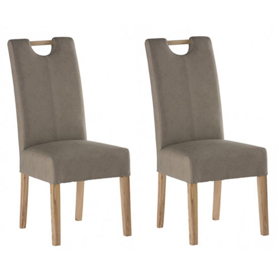 Product photograph of Kenstone Mocha Leather Dining Chair With Oak Leg In Pair from Furniture in Fashion