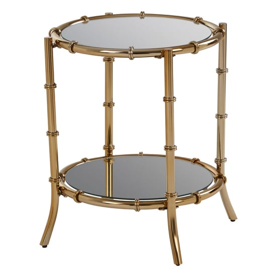 Furud Townhouse Bamboo Design Glass Side Table In Gold