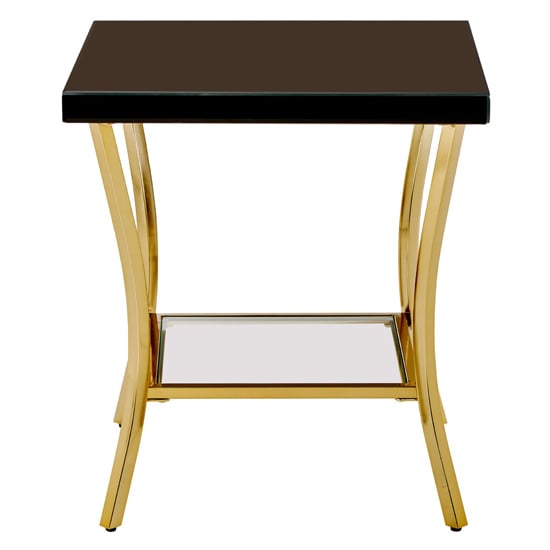 Furud Townhouse Black Mirrored Glass Side Table In Gold