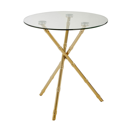 Furud Townhouse Glass Side Table In Gold With Knop Legs