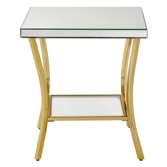 Furud Townhouse Silver Mirrored Glass Side Table In Gold