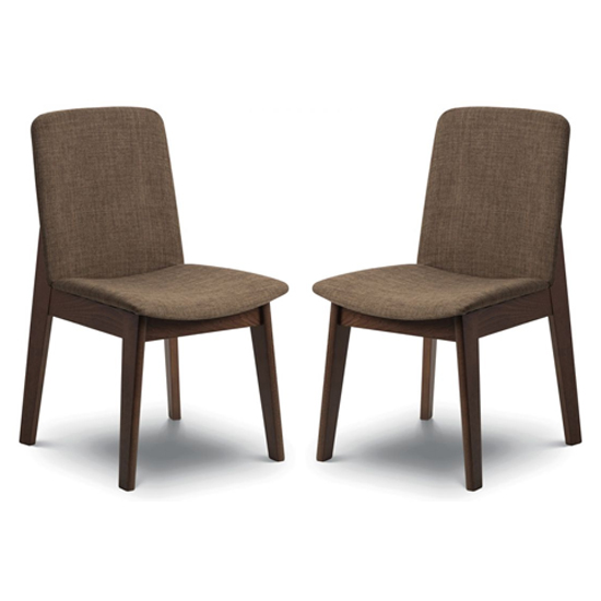 Photo of Kaiha walnut fabric dining chair in pair