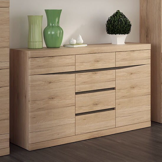 Kenstoga 2 Doors 6 Drawers Sideboard In Grained Oak thumbnail