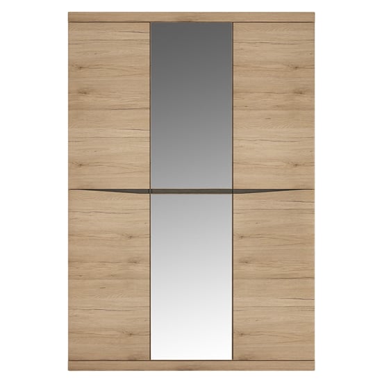 Read more about Kenstoga mirrored wooden 3 doors wardrobe in grained oak