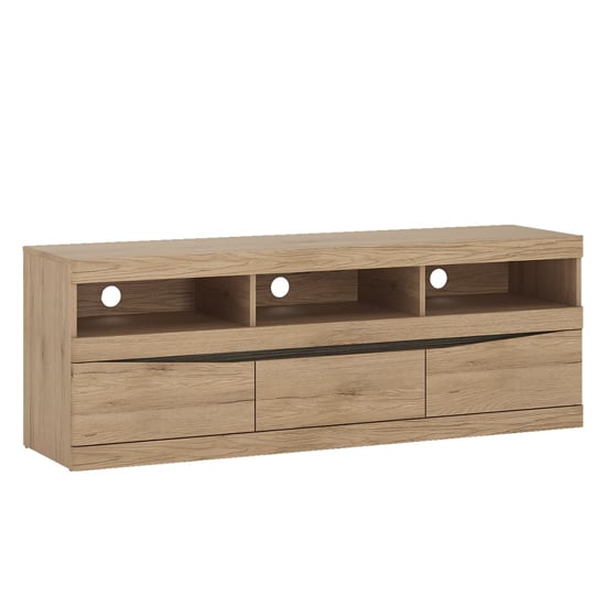 Product photograph of Kenstoga Wooden 3 Drawers Tv Stand In Grained Oak from Furniture in Fashion
