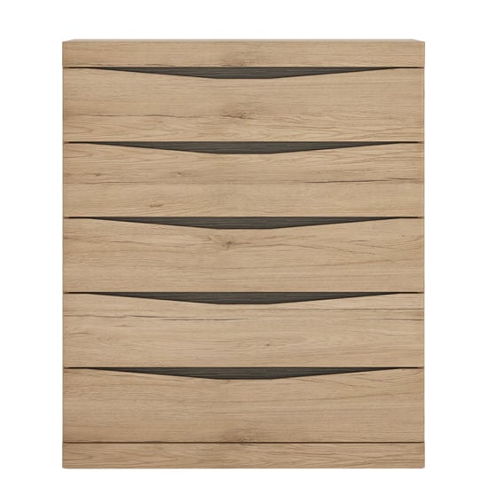 Kenstoga Wooden Chest Of Drawers In Grained Oak With 5 Drawers